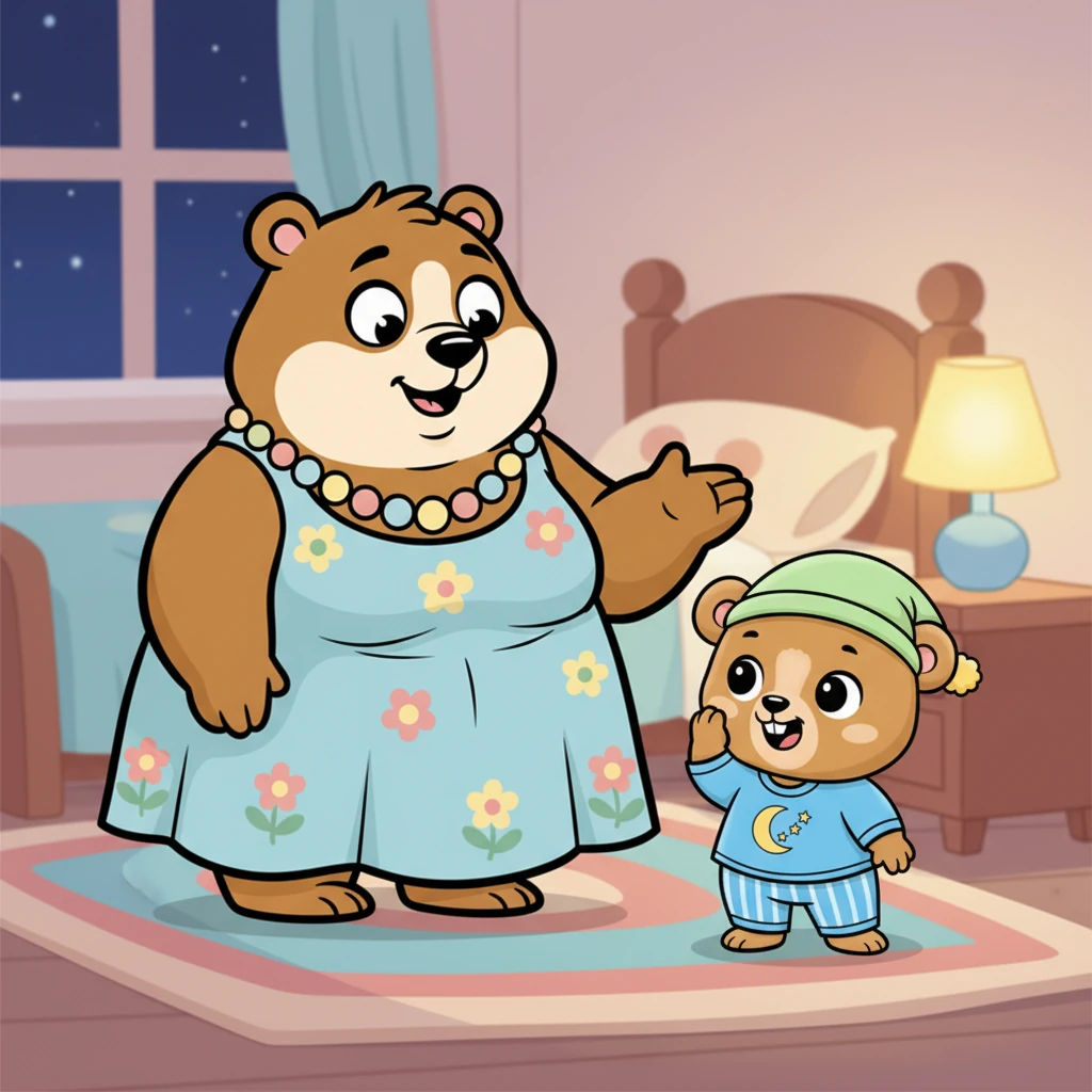 "¡Sí, Mama Osa, de verdad!", insiste Milo, levantando una patita para tocarse la mejilla. Sus ojos brillan con honestidad. Ya está listo para el siguiente paso de su rutina nocturna.