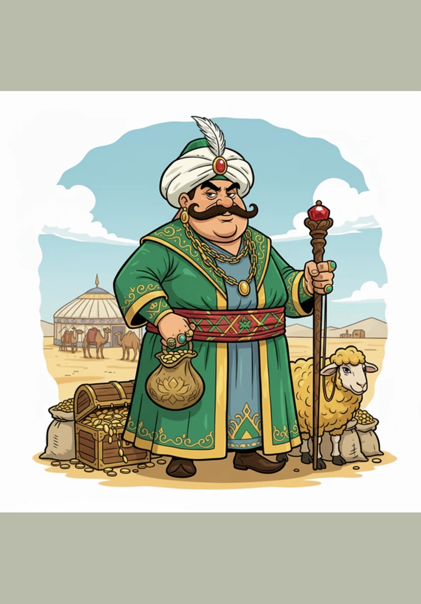 As the first light of dawn paints the steppe in shades of pink and gold, Aldar Kose continues his journey toward a new horizon. He rides his horse with a gentle smile, knowing that wherever there is injustice, his wit will be there to set things right.