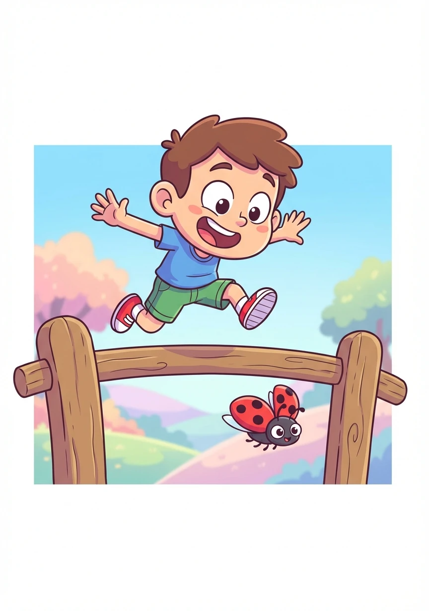 The ladybug took flight, soaring over the fence into the unknown. Thomas, filled with excitement, decided to follow.