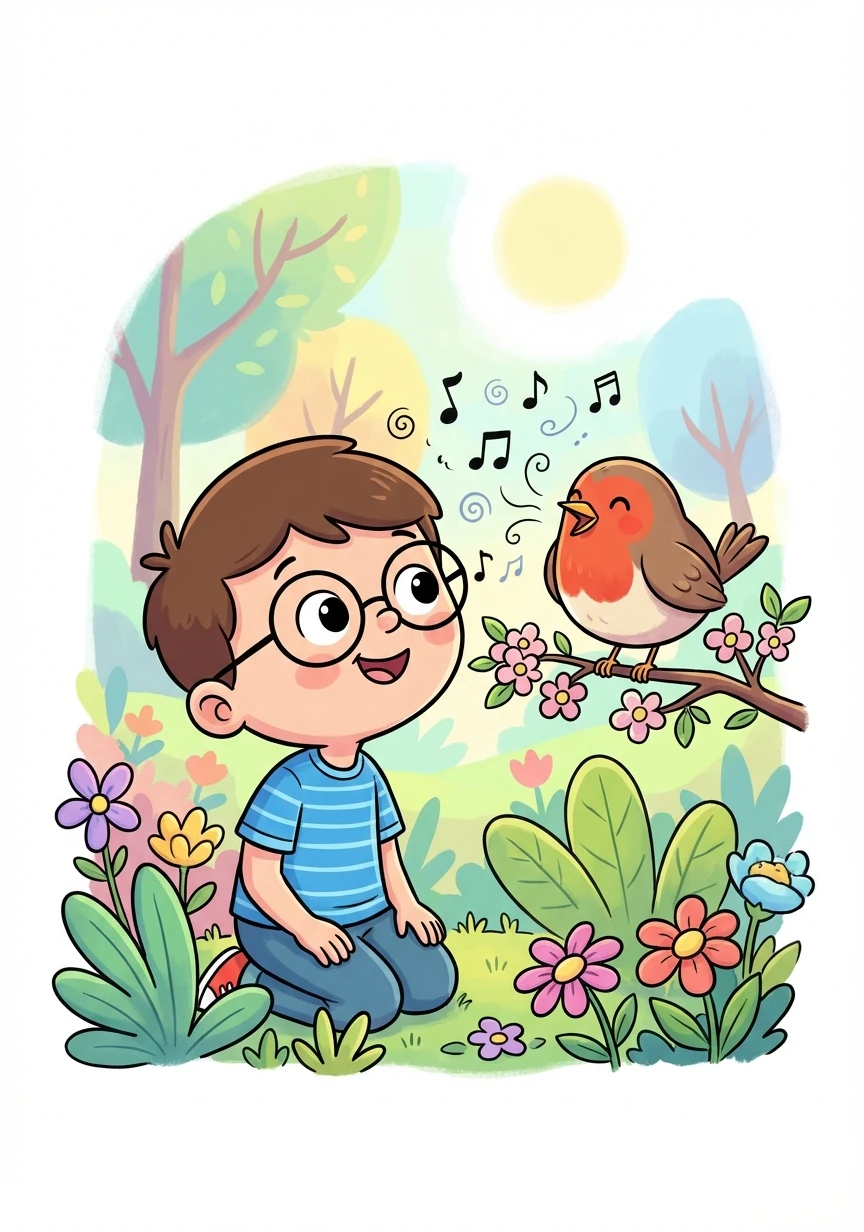 Thomas encountered a friendly robin, who greeted him with a cheerful song. The robin told him stories of the world beyond the gardens.