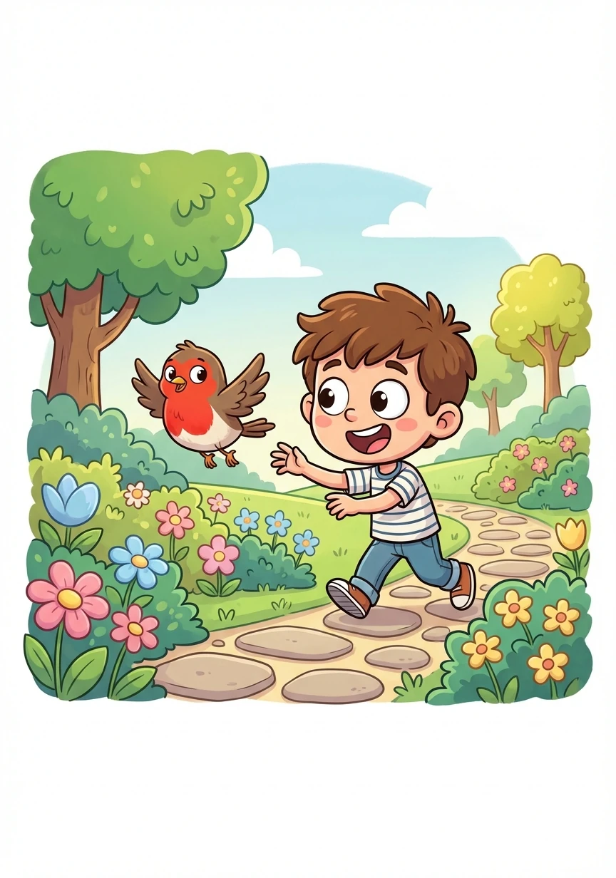 They journeyed back through the gardens, the robin leading the way with its bright red breast.