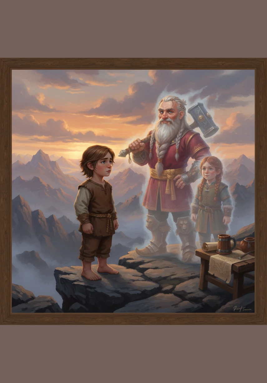 Nick, a young dwarf in his adolescent years, whispers a quiet prayer for hope as he looks out over a world scarred by ancient wars. Though the gods have faded into memory, he refuses to let the shadows of the past extinguish the small light remaining in his heart.