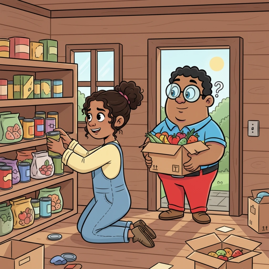 As Elara bustled about, neatly arranging the newfound bounty in her small home, Ms. Periwinkle held the final box. Pausing at the doorway, she couldn't help but ask, her voice tinged with curiosity, "Don't you want to know who sent all this wonderful food?"