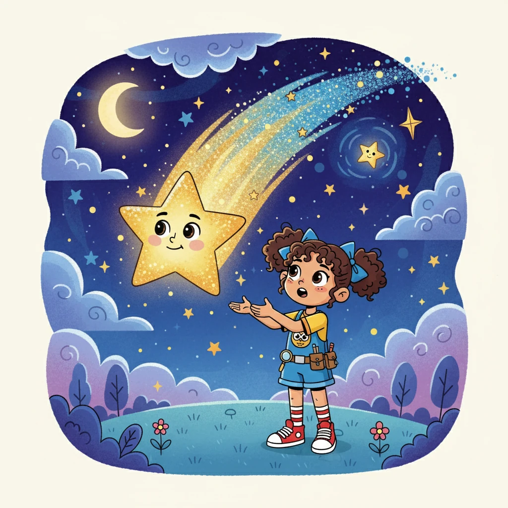 A estrela cadente, chamada Estrela Guia, disse a Laís que precisava de sua ajuda para proteger o segredo das estrelas.