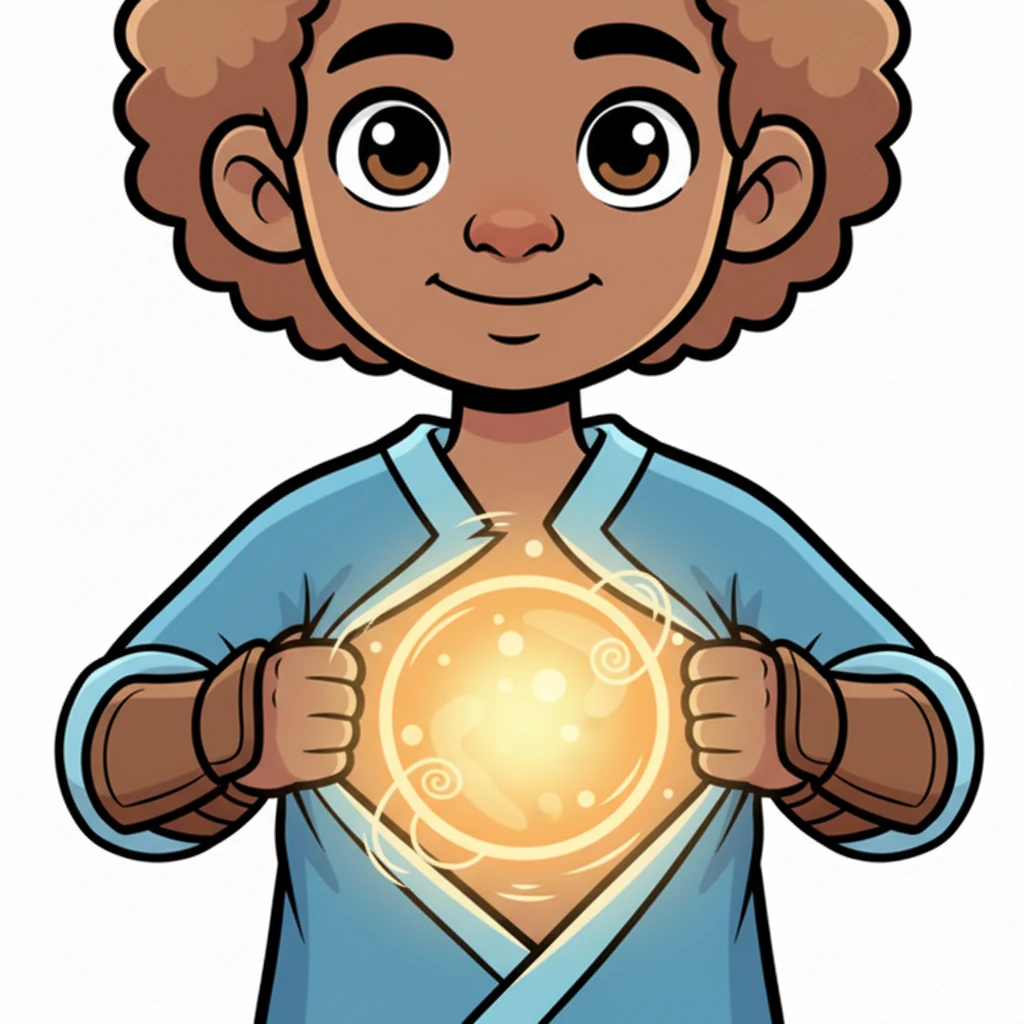 Zoom in on Rory's glowing core, a pulsating, warm orb named Bamba. This isn't a Wi-Fi signal or a satellite dish; Bamba is a magical, internal energy source that gives Rory his special guiding abilities. It hums with a gentle, happy tune, ready to power his next quest.