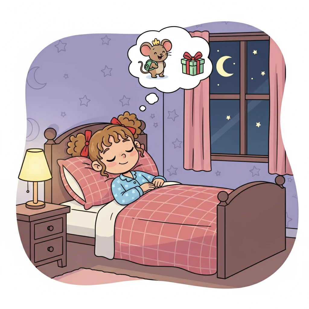 Le soir venu, Zoé mit sa dent sous son oreiller, pleine d'excitation. Elle imaginait déjà la petite souris et le cadeau qu'elle lui laisserait. Elle ferma les yeux et s'endormit rapidement, pleine de rêves.