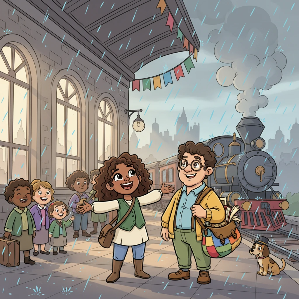 Clara's laughter rang out like musical wind chimes amidst the storm, a joyful sound that instantly brightened the grey station. 'I’m waiting for the right moment to see it,' she replied, her eyes sparkling. 'Sometimes you have to wait for the world to show you what’s next.'