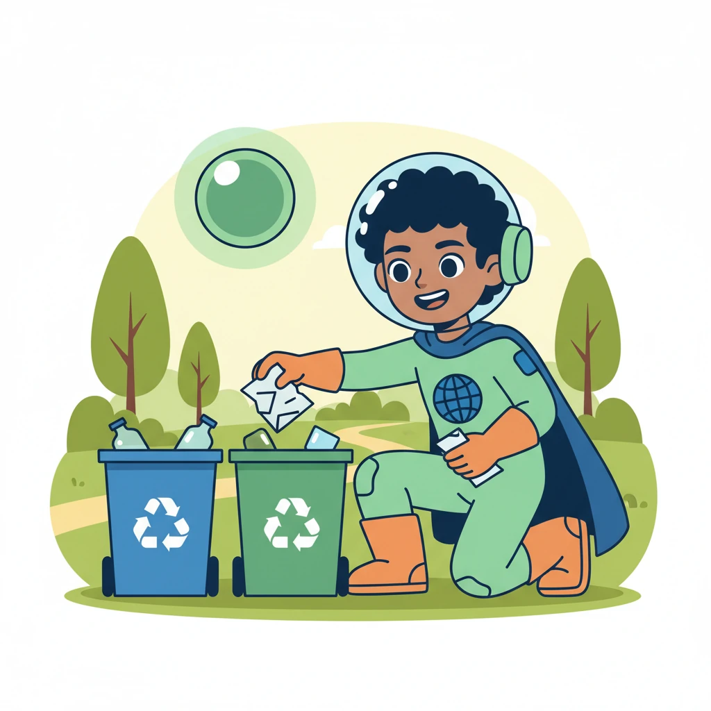 Every time Pip picked up a piece of litter or sorted his recycling, he felt like a superhero. He understood that even small hands can do big things to protect our amazing planet, making him a true Planet Protector!