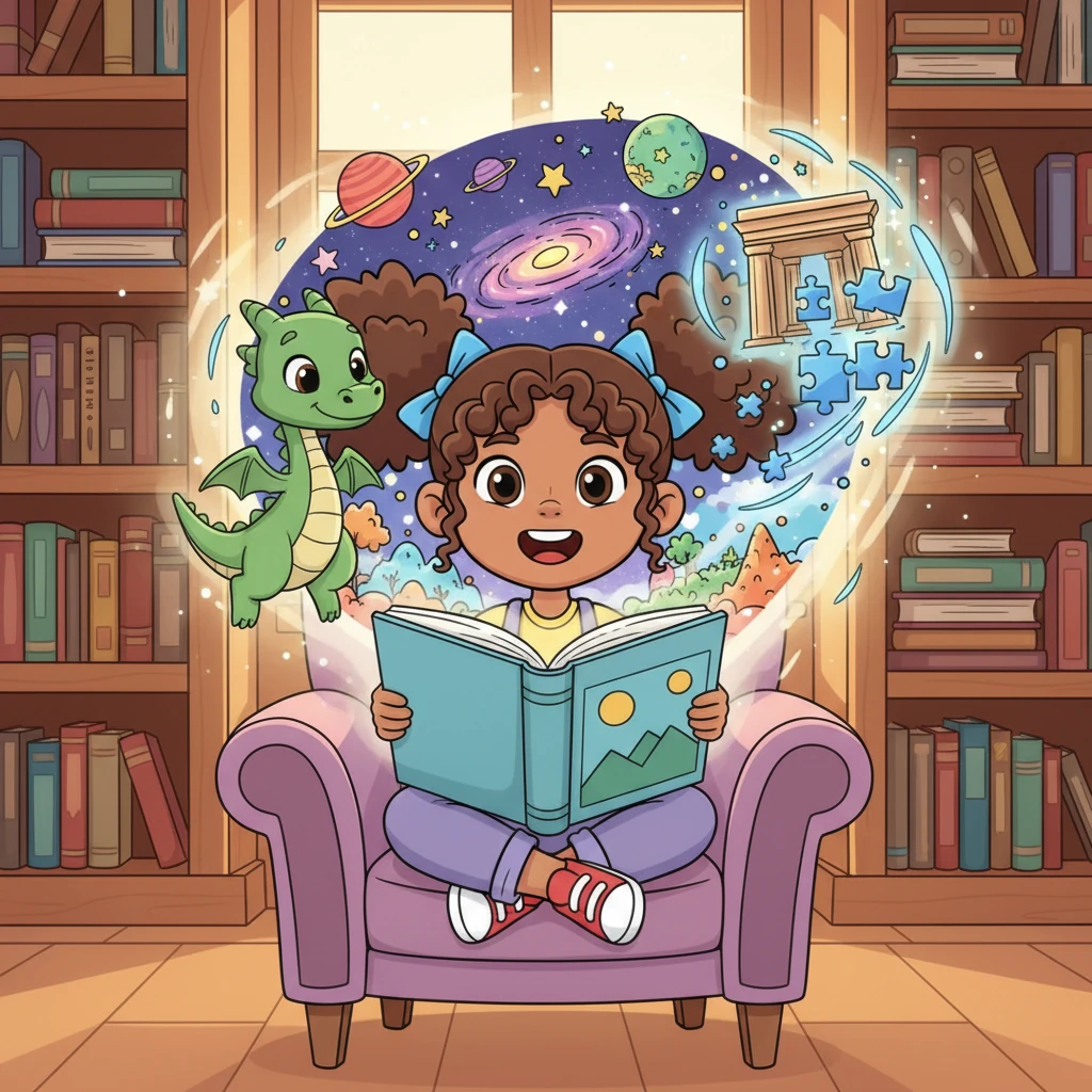 With each story, Lily's imagination soared. She journeyed to faraway lands, befriended dragons, and solved ancient puzzles, all from the comfort of her favorite reading nook. Books made her world bigger and brighter, painting vivid scenes in her mind.