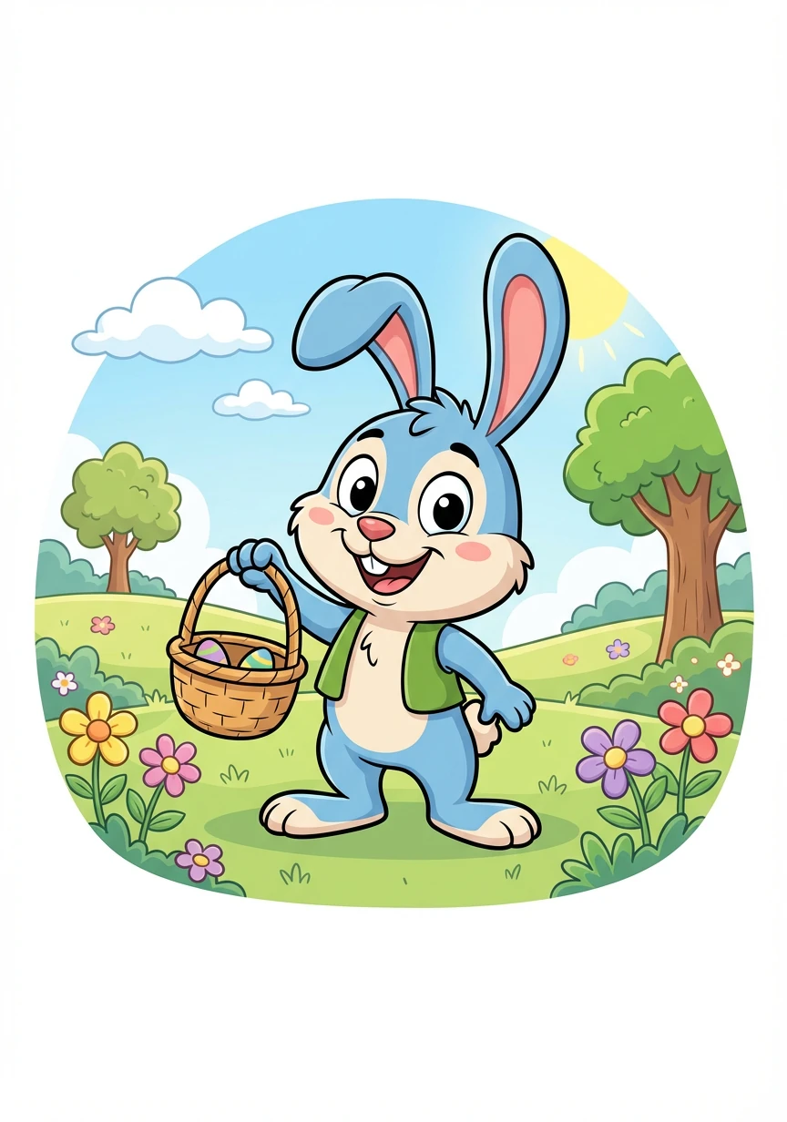 Suddenly, Runny realized his basket was getting light! He had hidden so many eggs already. He smiled, knowing he was doing a good job.