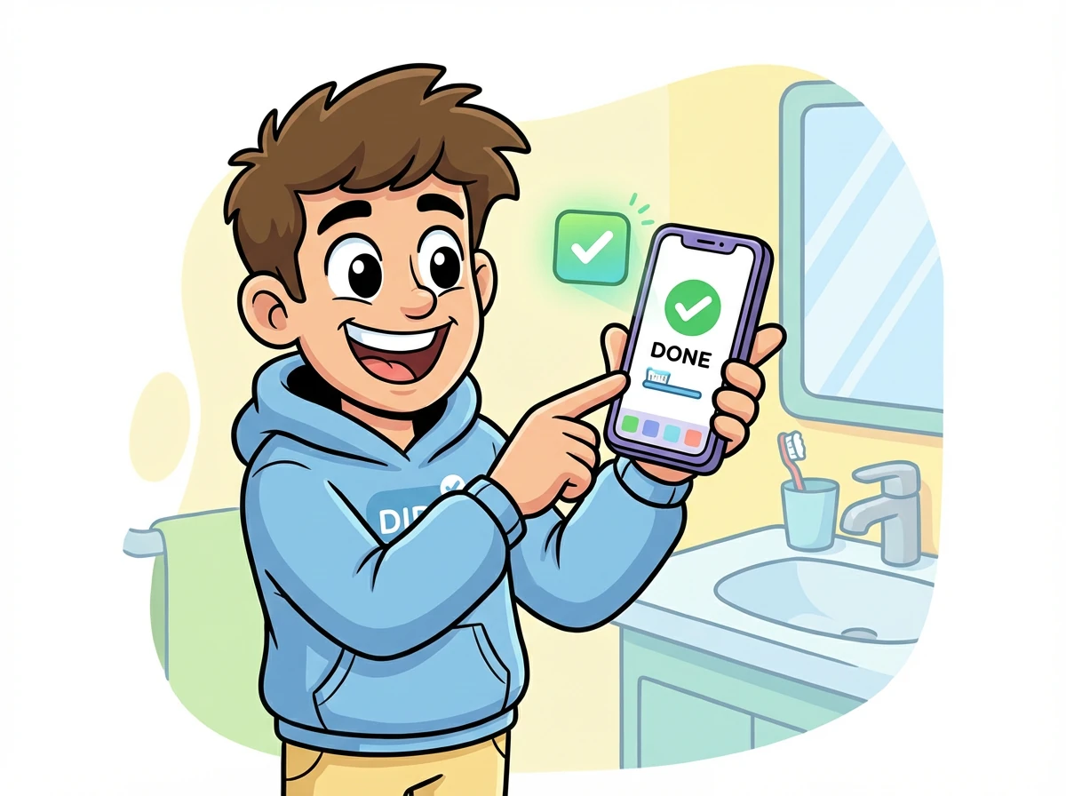 Первая задача – почистить зубы. Паша нажимает на кнопку «Выполнено» рядом с задачей, и маленький виджет на его рабочем столе загорается зеленым цветом. Он чувствует маленькую, но приятную победу.