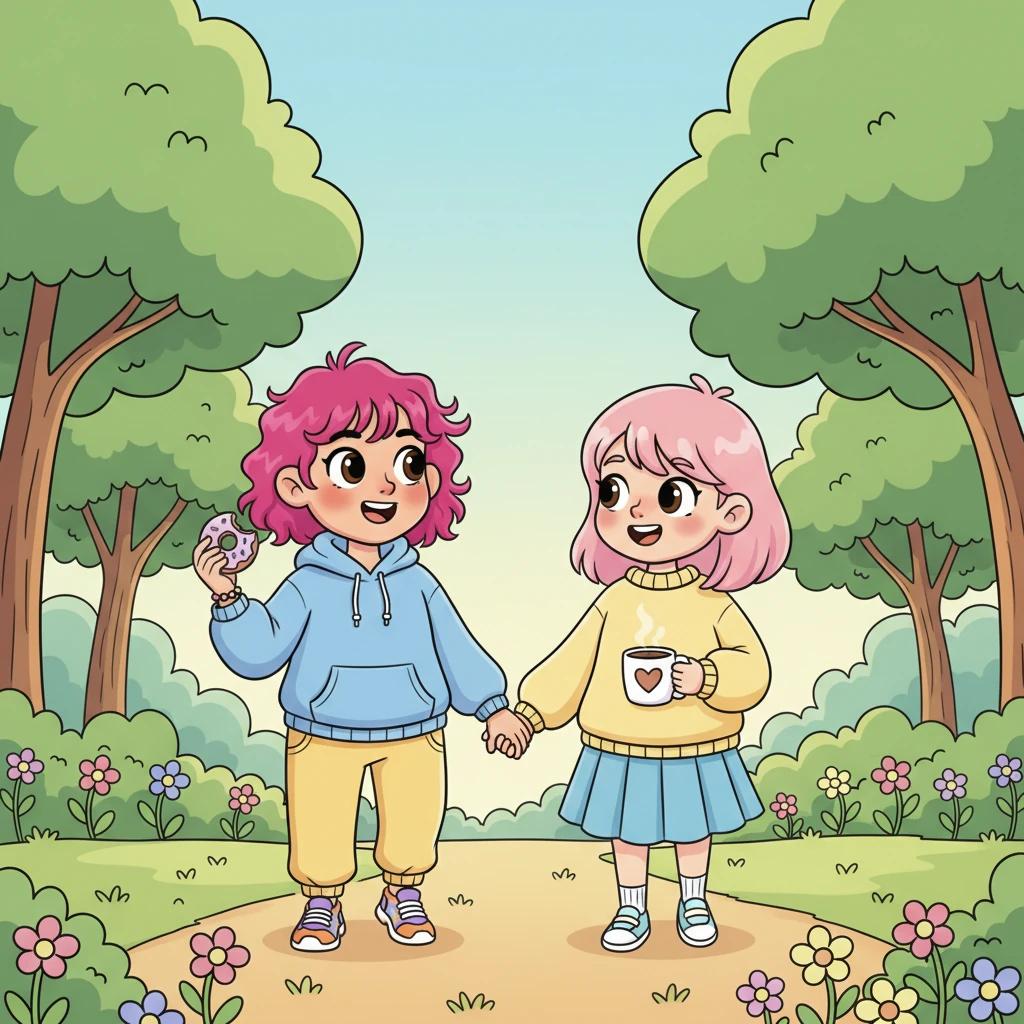 Their romance blossomed beautifully, a whirlwind of shared adventures and cozy evenings. Barnaby and Sarah were inseparable, often seen holding hands as they strolled through sun-drenched parks, their smiles bright and full of joy. Their world was painted in the brightest, happiest hues.
