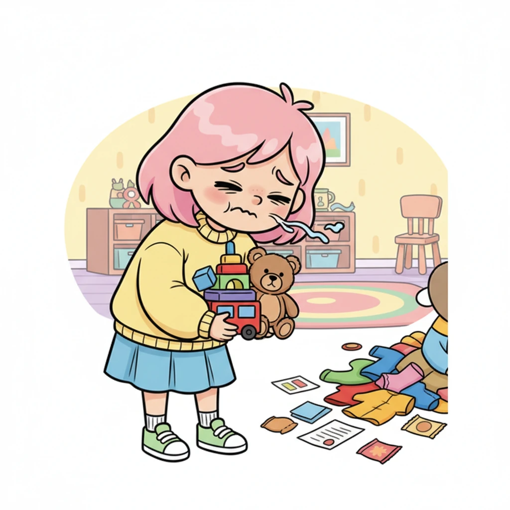 Sarah's patience finally wore thin, her cheerful demeanor slowly replaced by a permanent frown when Barnaby was around. She found herself constantly picking up after him, her sighs growing heavier with each passing day. The playful spark they once shared had dwindled to a flicker.