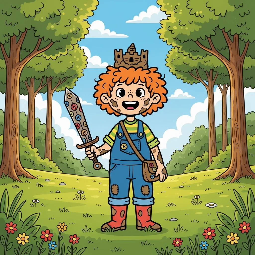 Barnaby Button lived in a time before screens and smartphones. His days were filled with the thrill of adventure, all found right outside his front door. Barnaby's world was a canvas of green grass, towering trees, and the endless possibilities of a sunny afternoon.