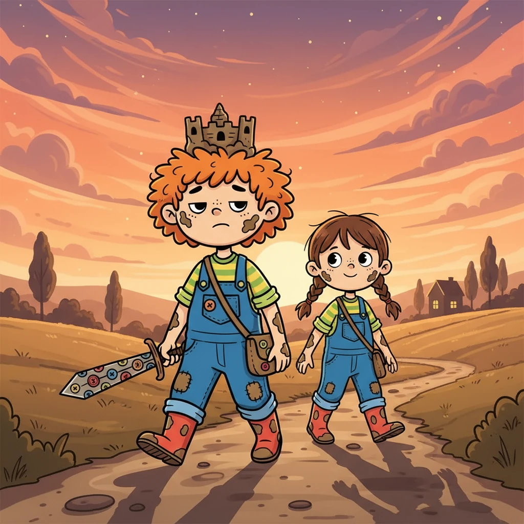 As the sun began to set, painting the sky with hues of orange and pink, Barnaby and Lily knew it was time to go home. Tired but happy, they trudged back, their hearts full of memories, already dreaming of their next muddy adventure.
