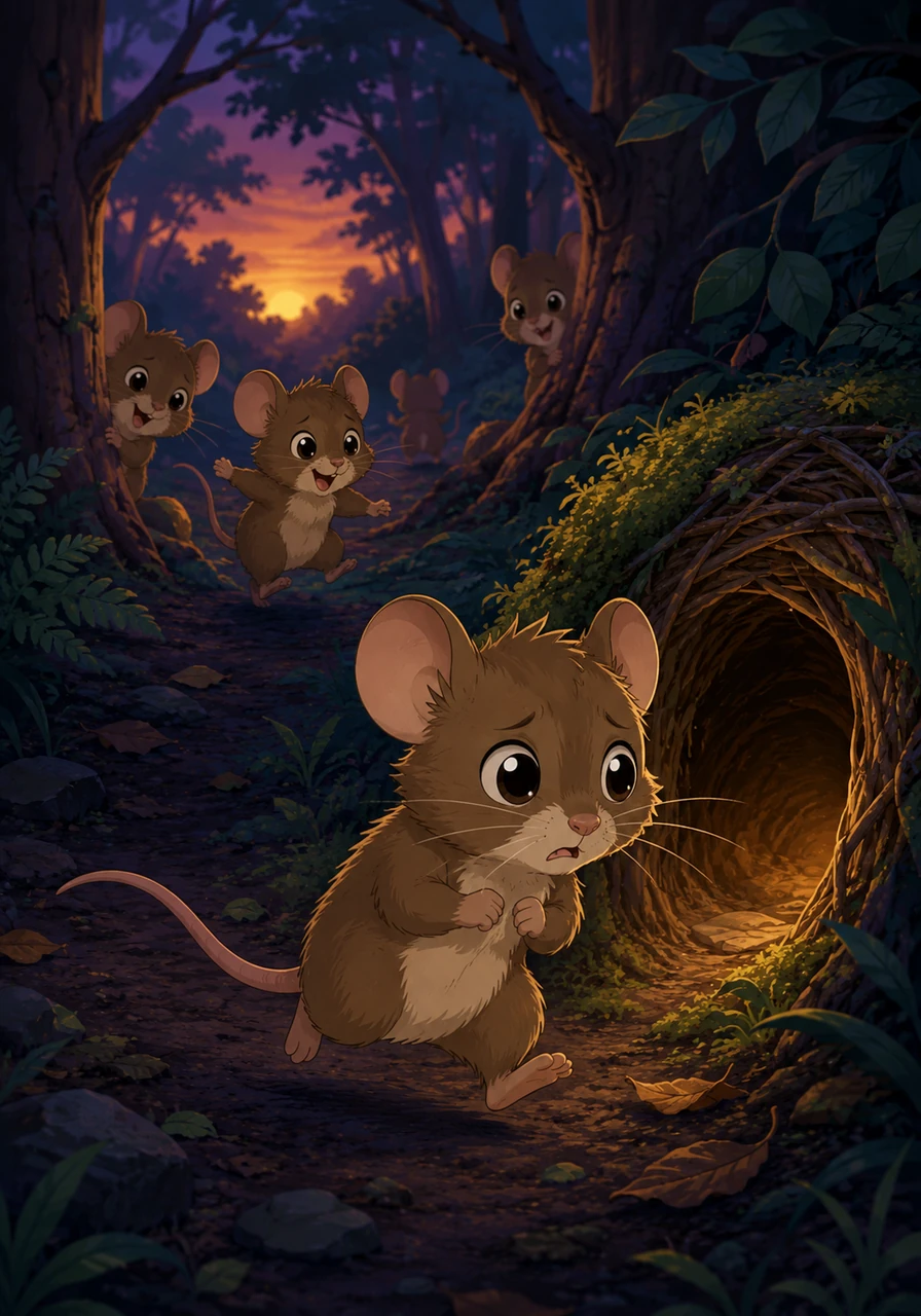 Bramble was a tiny wood mouse with large, expressive eyes and a velvet coat, but he had a secret that made him feel very small. While his brothers and sisters loved playing hide-and-seek when the sun went down, Bramble would scurry back to his cozy nest, terrified of the deep, mysterious shadows.