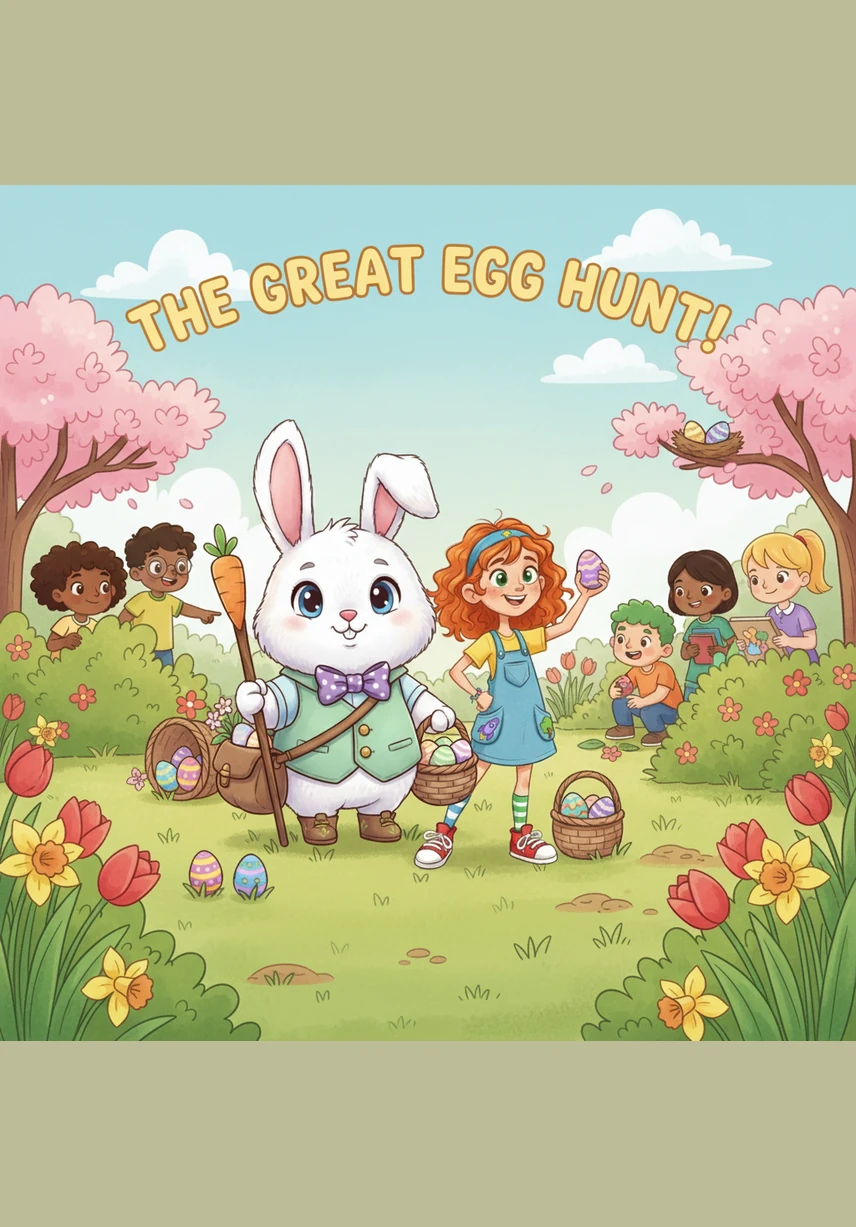 Axel spotted a shiny blue egg, Olivia found two spotty green ones, and Blake discovered three yellow eggs by a wooden bench. Together, they cheered and counted their colorful prizes out loud.