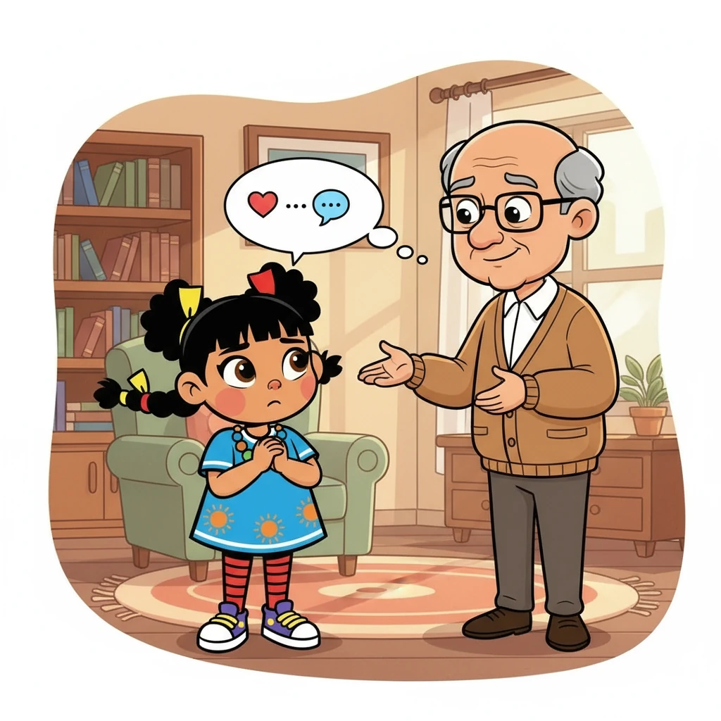 Don Emilio le explicó a Sofía sobre la comunicación asertiva: cómo expresar lo que sientes y lo que necesitas de manera clara y respetuosa. Le enseñó a usar frases como: "Me siento... cuando... y necesito..." Sofía practicó con él, sintiéndose un poco nerviosa al principio.