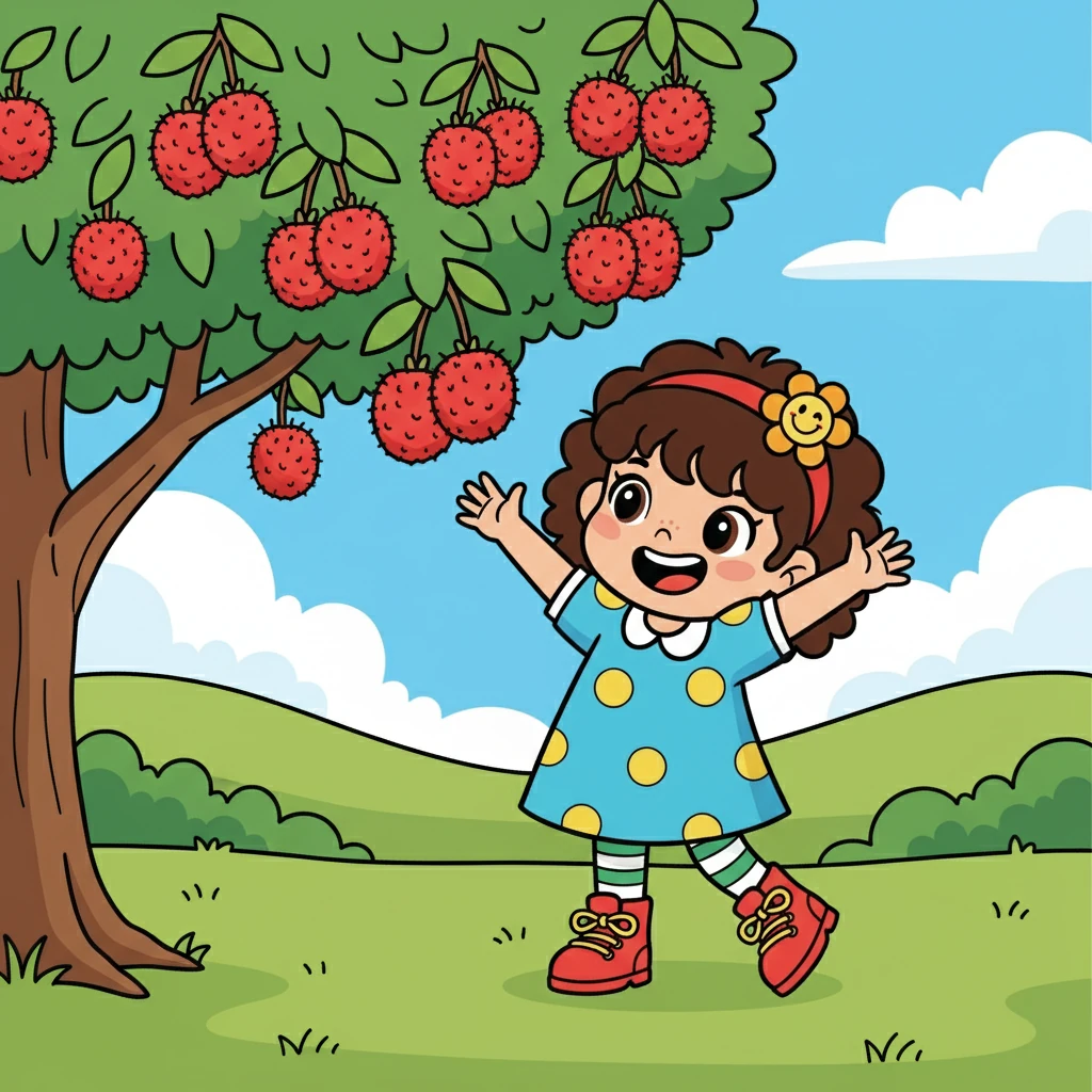 Suatu hari, Tata melihat buah rambutan sudah mulai masak. Ia sangat senang karena sebentar lagi ia bisa memanen buah kesukaannya.