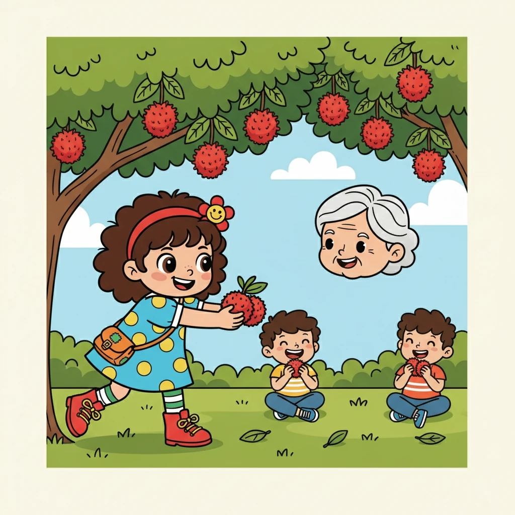 Tata merasa sangat bahagia ketika melihat orang lain tersenyum karena buah rambutan yang ia berikan. Ia tahu bahwa berbagi adalah hal yang sangat menyenangkan.