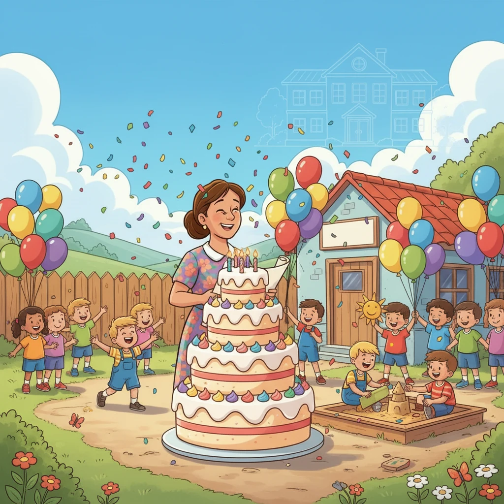 Para celebrar los 30 años, se organiza una gran fiesta. Globos de colores adornan la escuela, y una gran torta espera ser compartida. Los alumnos preparan bailes, canciones y representaciones teatrales para homenajear a su querida escuela.