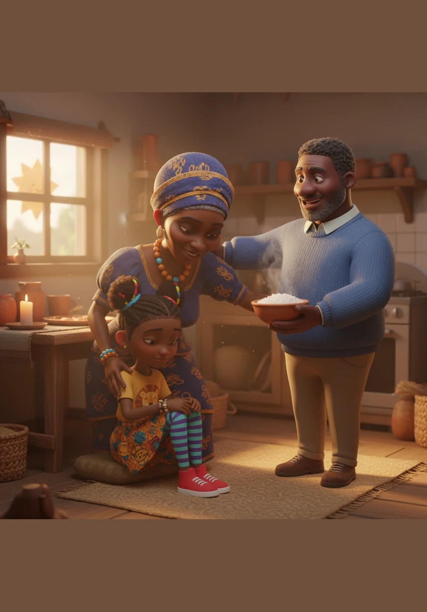 Zola's only comfort was a magnificent, leafy tree that grew near her mother's resting place, where she went to sing songs of old. Miraculously, the tree would sway its branches to drop sweet, ripe fruits and cool water whenever Zola’s heart was heavy with hunger and exhaustion.