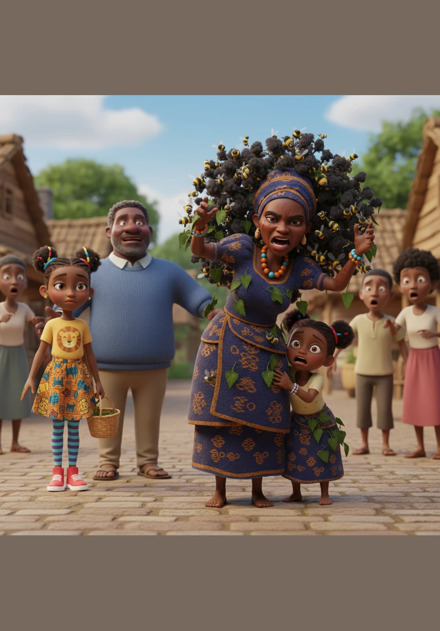 When the greedy stepmother tried to replicate the miracle for her own daughter, her heart full of malice led her to find only swarms of angry bees and stinging nettles. Her true nature was finally exposed to the entire village, including Zola's father who had returned from his journey.