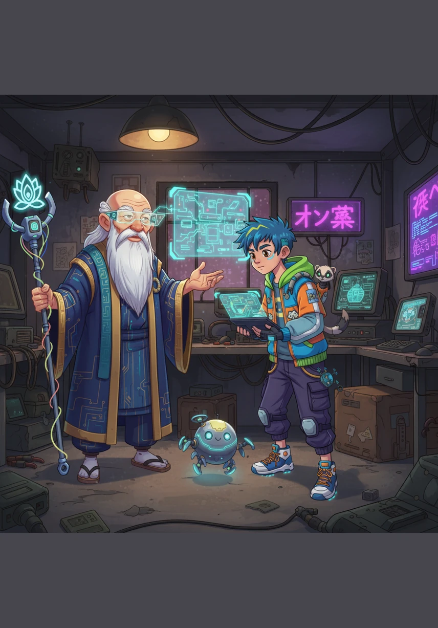 Master Kaito asked Ren how he would make the water clear again. Ren reached down, ready to use his hands to push the dirt away, believing that more effort was the only way to fix the problem.