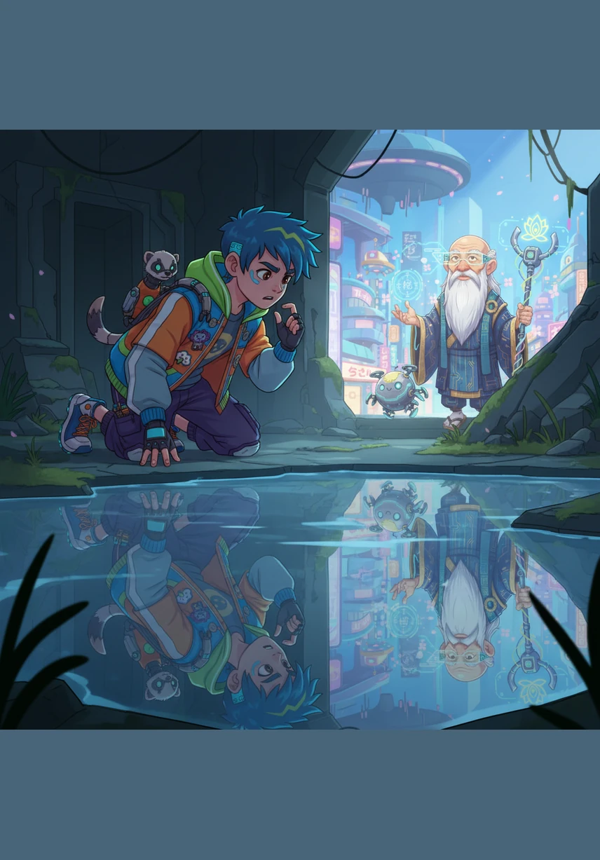 Now, the clear water acted like a perfect mirror, reflecting the white clouds and the deep blue of the afternoon sky. Ren looked at his own reflection and saw a face that was finally calm and steady.