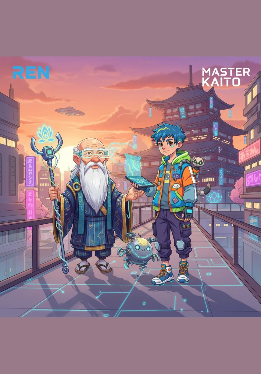 The two walked back toward the temple as the sun began to set, casting long golden shadows across the path. Ren did not need to chase peace anymore, for he carried the stillness of the pond within his heart.