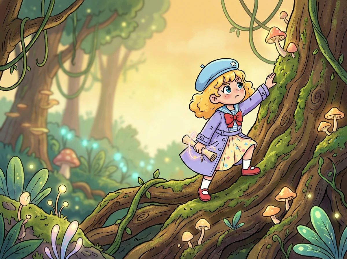 Ils arrivèrent à une clairière où une cascade chantait une mélodie douce. En écoutant attentivement, ils réalisèrent que la cascade jouait la mélodie de la constellation de la Lyre.