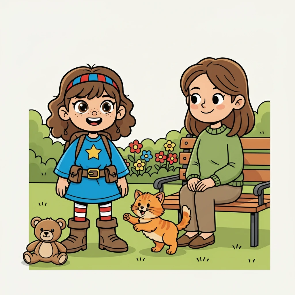 Finally, Lucy remembered her missing toy. She looked around and saw it! It was near the kitten's owner. Lucy smiled, knowing she had done a good deed and made a new friend. The End.