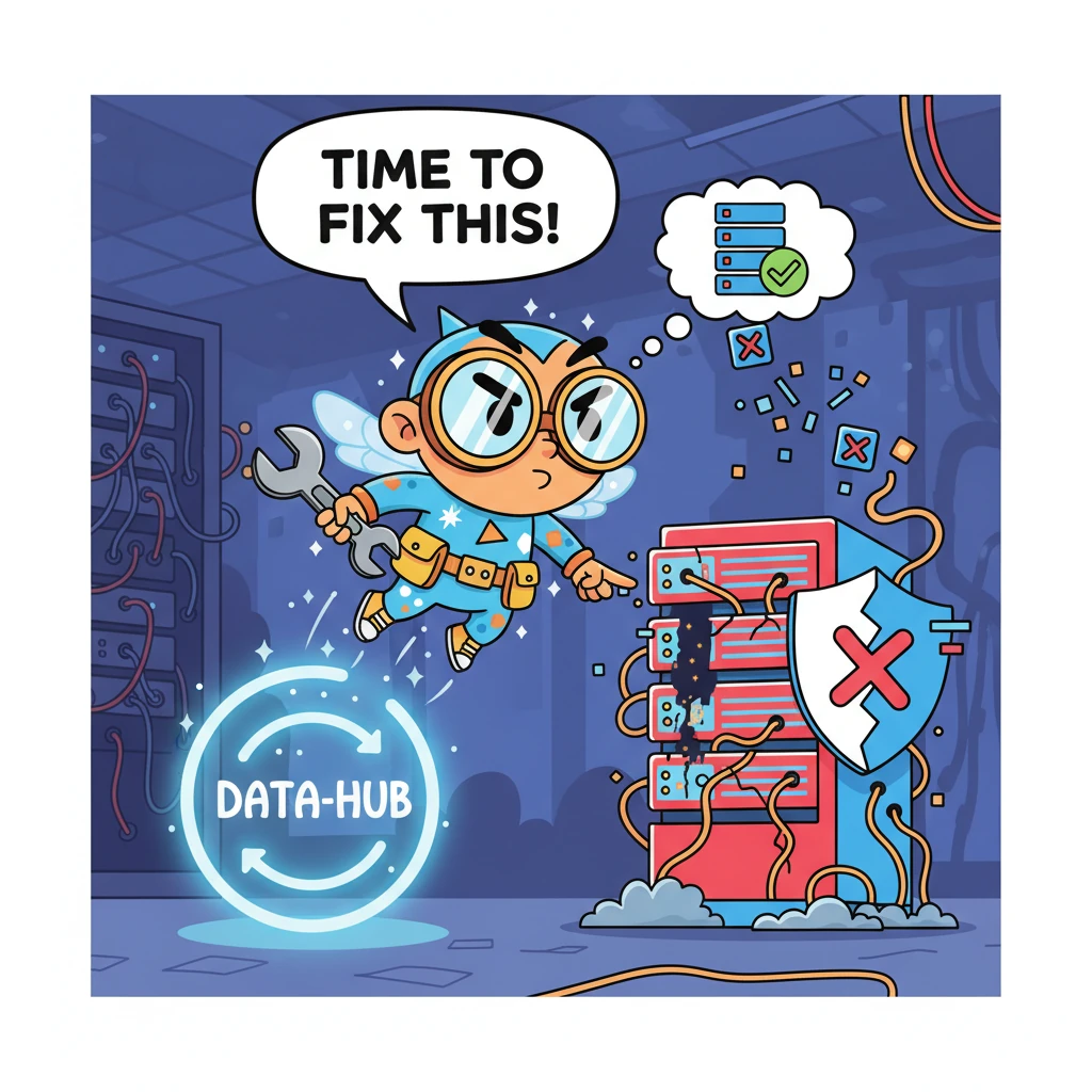 From a tiny, glowing data-hub zipped Circuit, a small but mighty tech sprite with oversized goggles and a trusty wrench. Seeing the chaos, Circuit kne