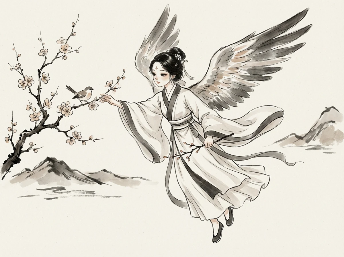 悲痛的小精卫立下誓言，一定要填平这片无情的大海。她开始从山上衔起小石子和树枝，一次又一次，不畏艰难地飞向大海，将它们投入海中。她的身影虽小，却充满了坚定的决心。