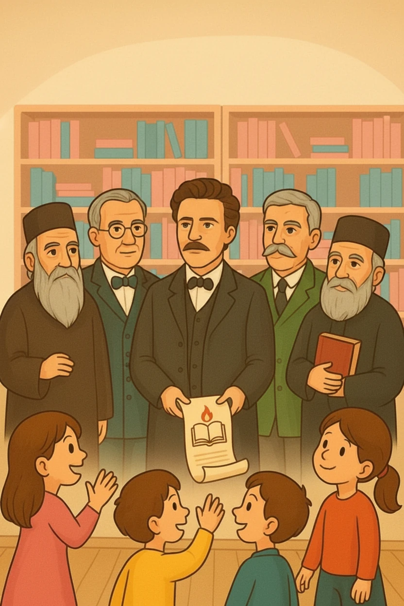 Накрая, всички будители се събрали. Те напомнили на децата, че са наследници на тяхното дело. Светлината угаснала, оставяйки в ръцете на Иванчо и приятелите му само една страница от вълшебната книга, която им напомняла за важността на знанието.