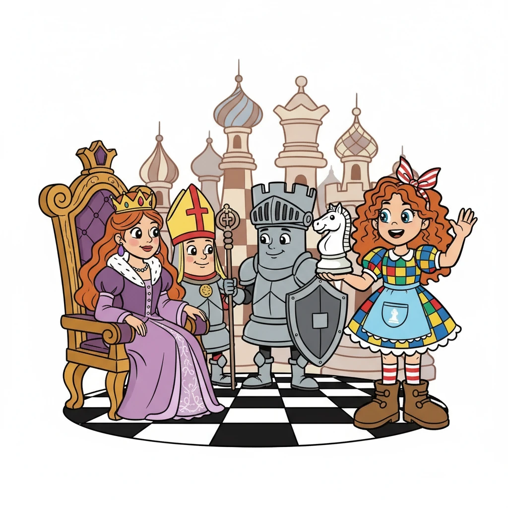 Маша познакомилась с мудрой Королевой, отважным Слоном и быстрой Ладьей. Они рассказали ей о своих проблемах и о том, как им нужна ее помощь в решении возникших трудностей.