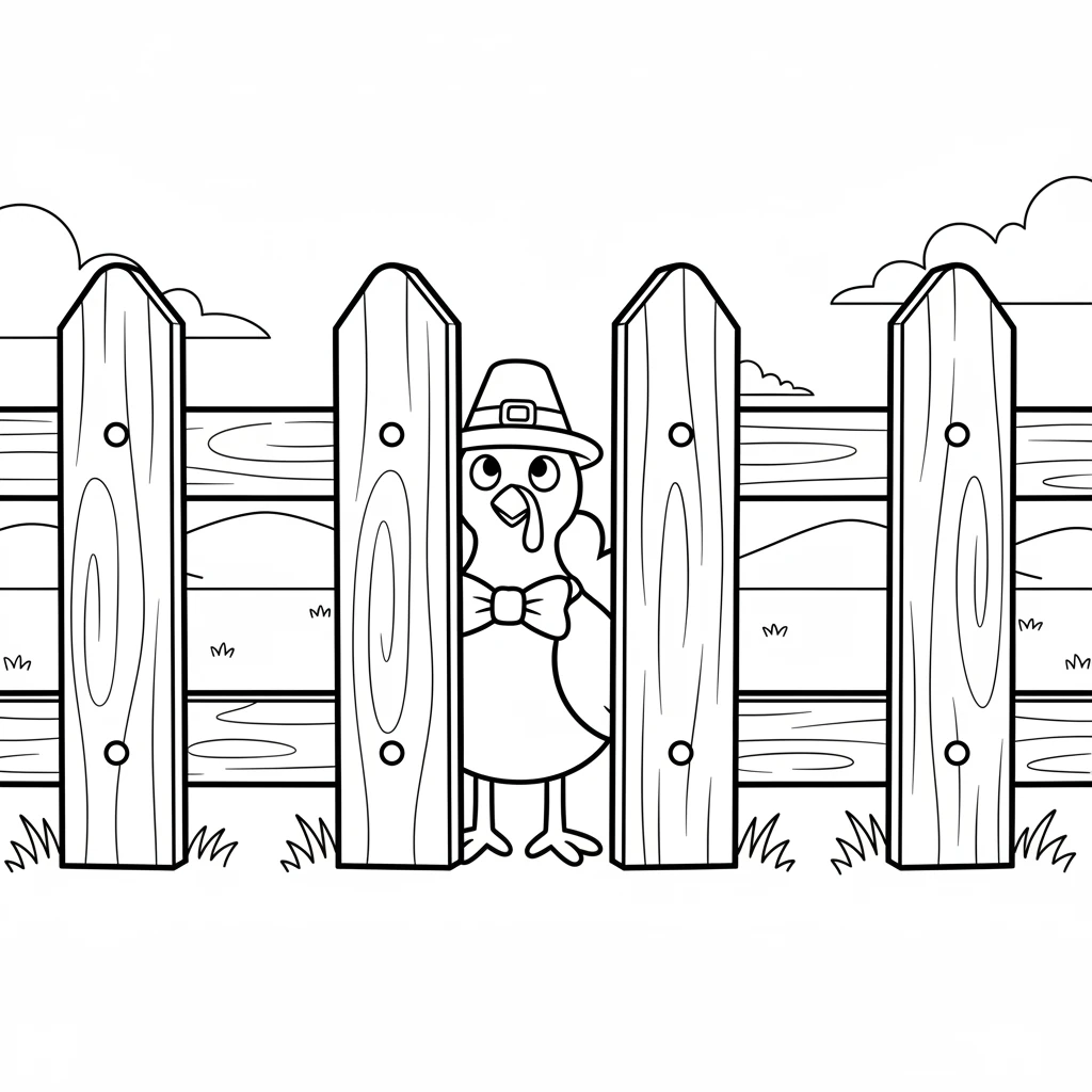 Rusty the turkey lived on a cozy farm, but his heart longed for grand adventures. He often gazed past the big, wooden fence, dreaming of what lay beyond. Every morning, a little spark of curiosity grew bigger inside him.