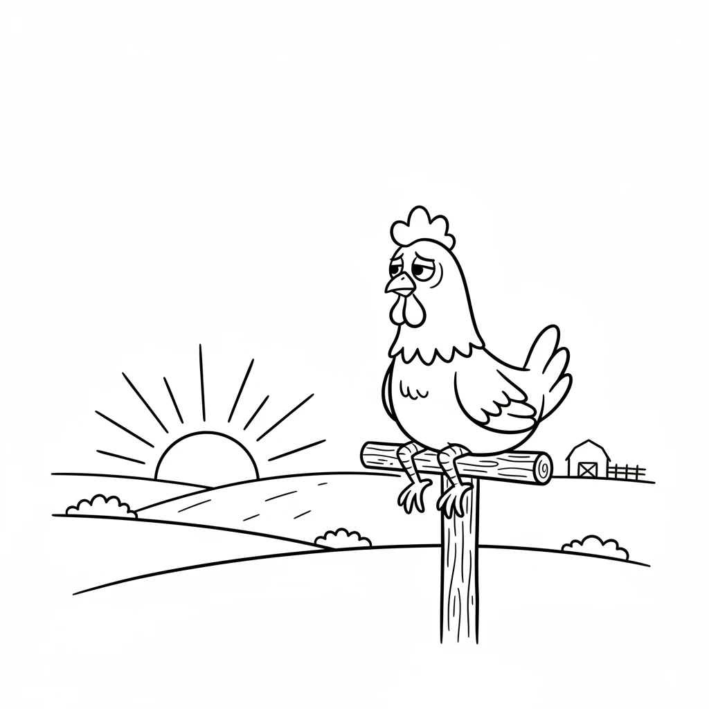 As the sun began to set, Rusty realized how much he missed his warm, cozy farm. He thought of his comfy roost and the familiar sounds of home. A little pang of longing began to grow.