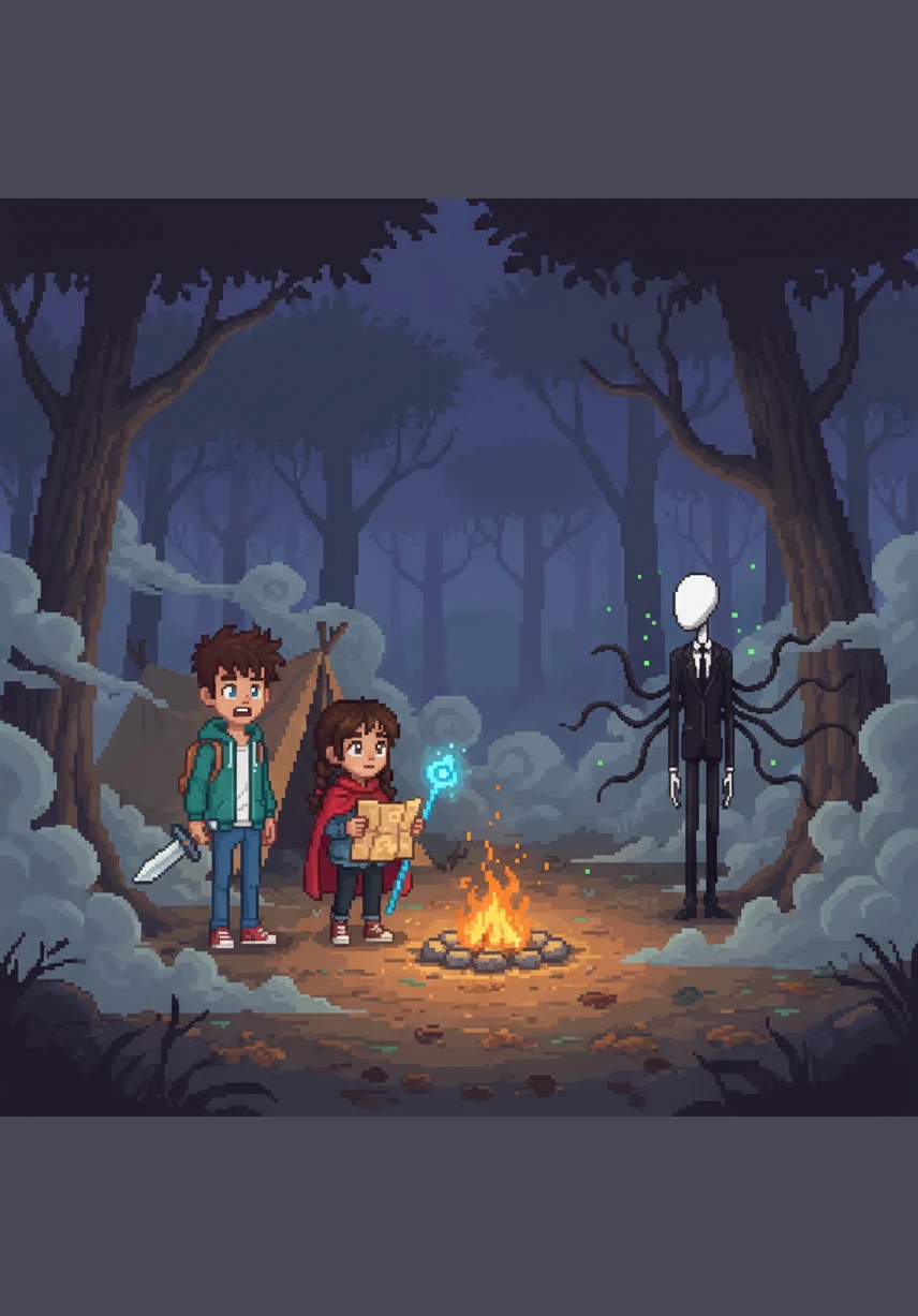 Leo, Chloe, and Jax return to the woods to search for their missing friend, their flashlights cutting through a fog that feels impossibly thick. The forest is eerily silent, as if every bird and insect has fled from an unseen presence lurking in the dark.