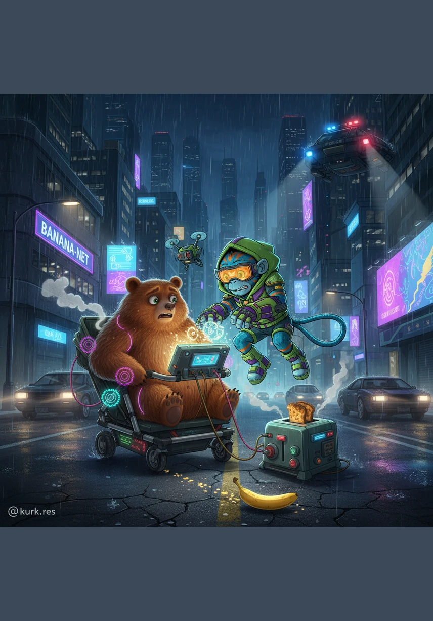 Suddenly, Macha has to screech to a halt because a massive blue cow is napping right in the middle of the road. Golu covers his eyes in fright while Macha tries to figure out a way around the peaceful, dreaming sleeper.