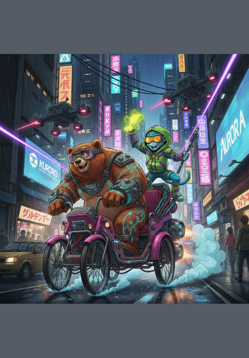 Golu and Macha don't give up and hop back into their Tuk-Tuk to chase the flying snack across the twilight sky. With a giant moon shaped like an idli watching over them, their magical adventure is only just beginning.