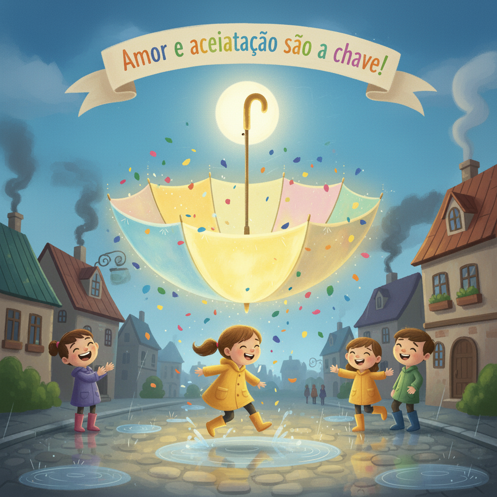 No final, Lia e Nino eram melhores amigos, celebrando cada cor e cada sentimento, mostrando que o amor e a aceitação são a chave para uma vida mais feliz e colorida. O sol finalmente brilhou, e Nino, radiante em amarelo, dançava com Lia.