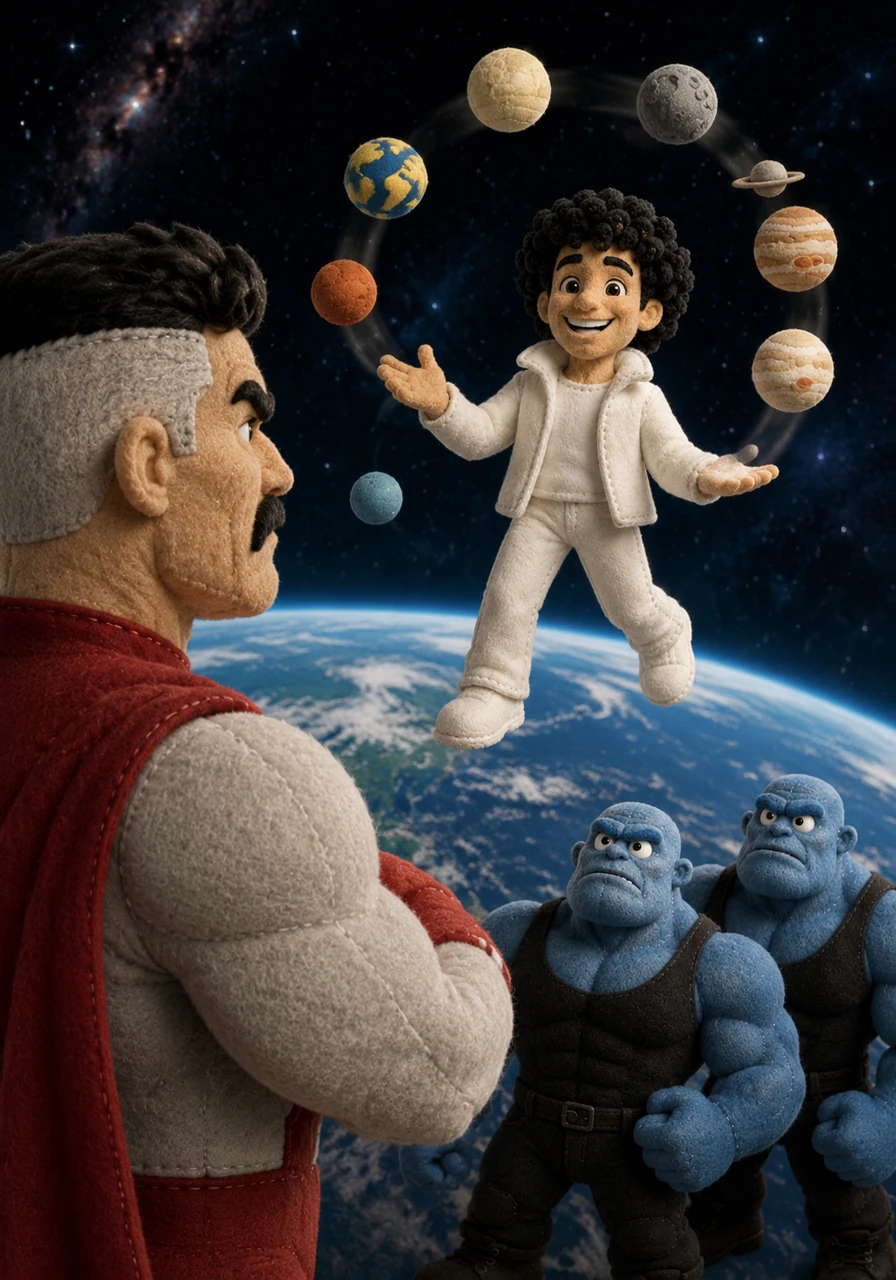 High in Earth's orbit, Omni-Man watches with a grim expression as the Beyonder playfully juggles several of the solar system's moons like they were colorful rubber balls. Nolan realizes that this entity possesses a power that dwarfs even the strongest warriors of the Viltrum Empire.
