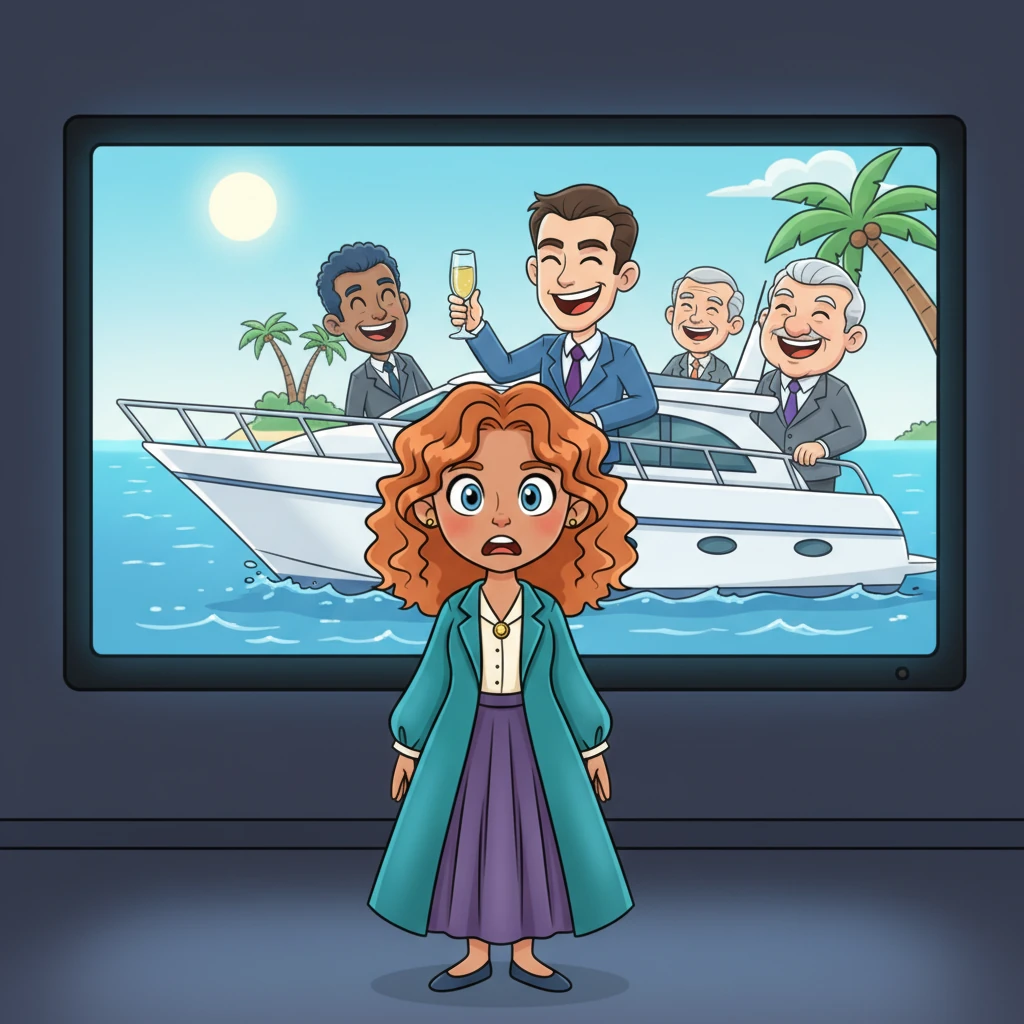 A large screen flickered to life, showing a smug Julian Vane on a yacht, not meditating, but laughing heartily with two rival board members. Seraphina watched, her initial boredom melting into a look of profound, dawning horror.