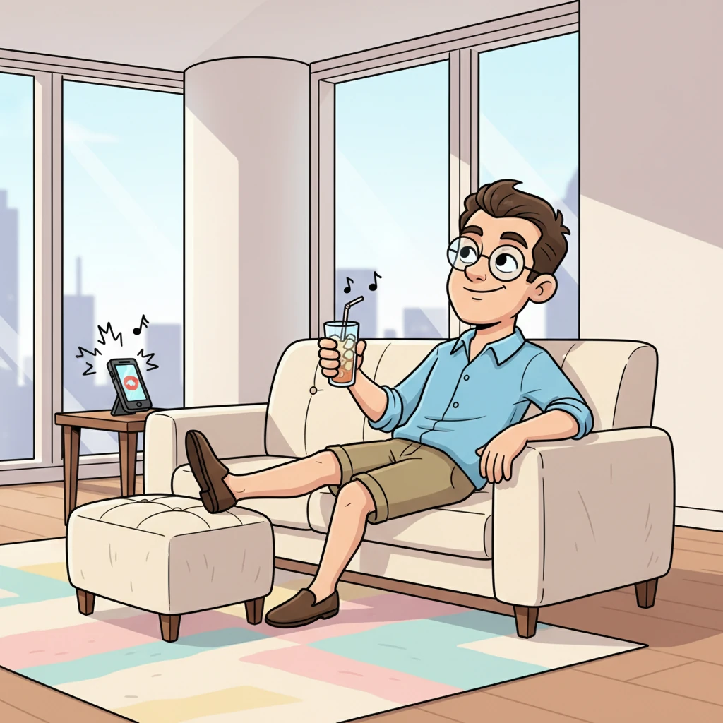 Days later, Leo relaxed in his new luxury condo, feet propped up on a plush, modern sofa, sipping a cool drink. His phone vibrated frantically with calls from Maya, Seraphina's best friend, which he cheerfully ignored.