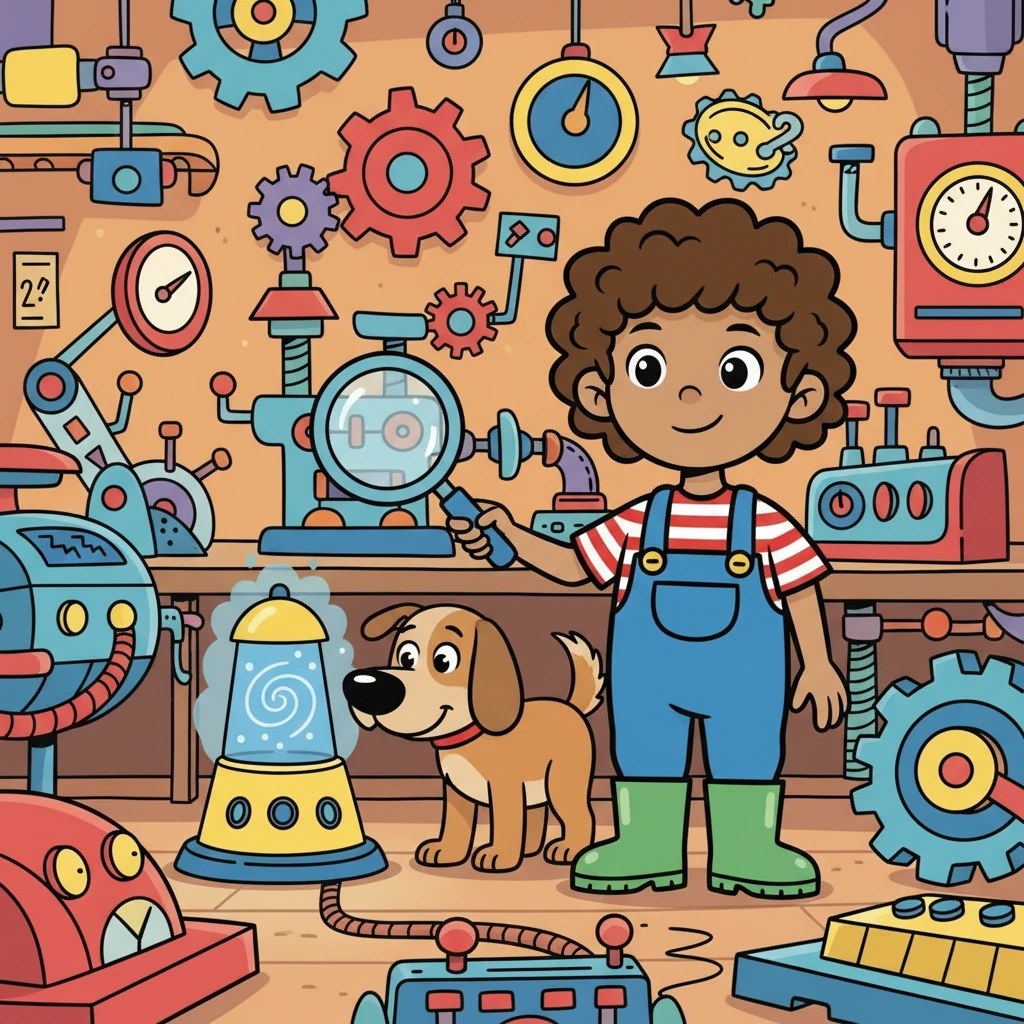 Pip went to see his friend, Dot the dog. Dot had a good nose. They looked at the machines together.