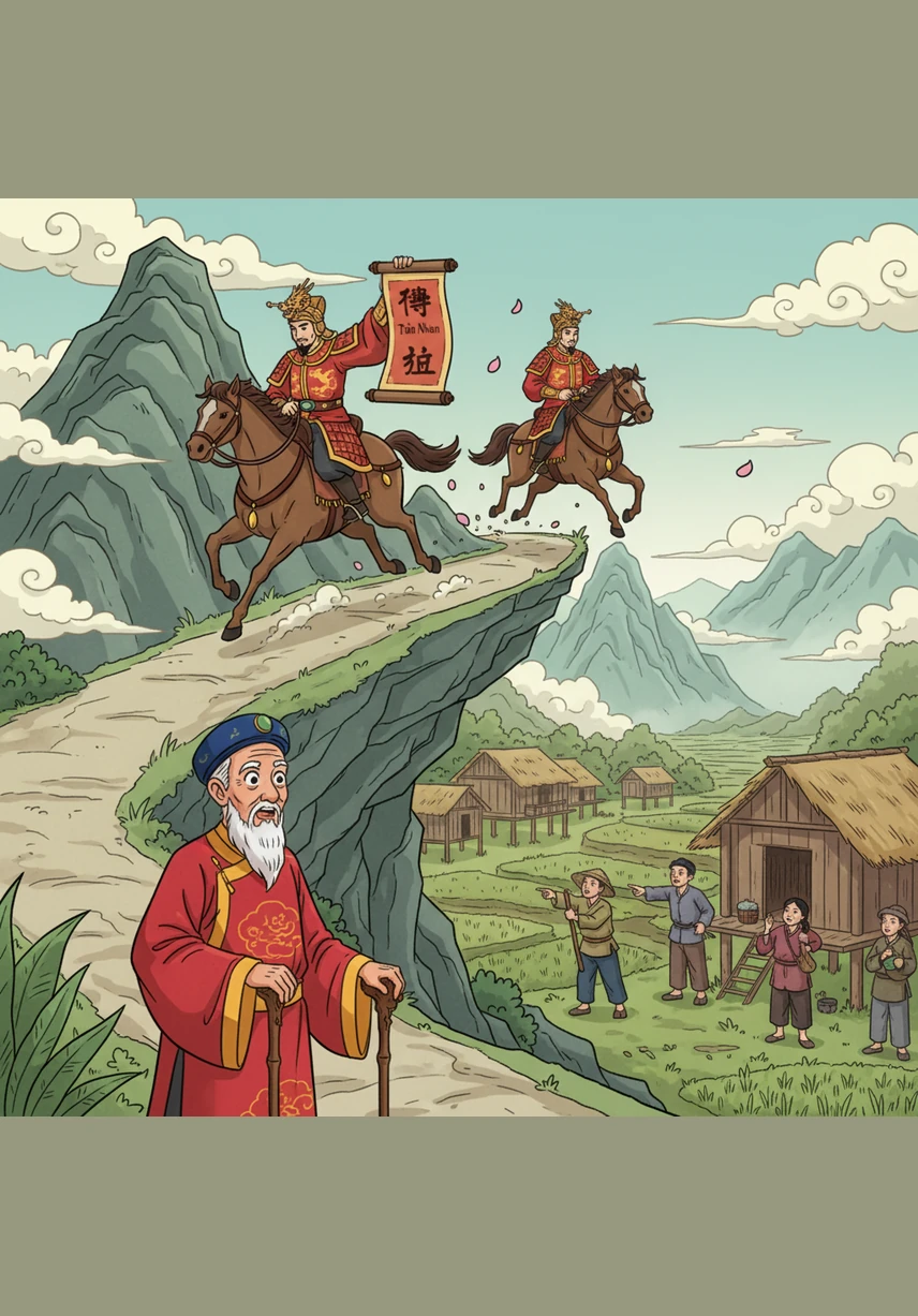 Những người lính liên lạc cưỡi ngựa không quản ngày đêm, mang theo chiếu chỉ của nhà vua đến khắp các làng quê hẻo lánh và núi rừng xa xôi. Nhà vua quyết định mời các vị bô lão, những người có uy tín nhất từ mọi miền, về kinh đô để họp bàn việc nước.