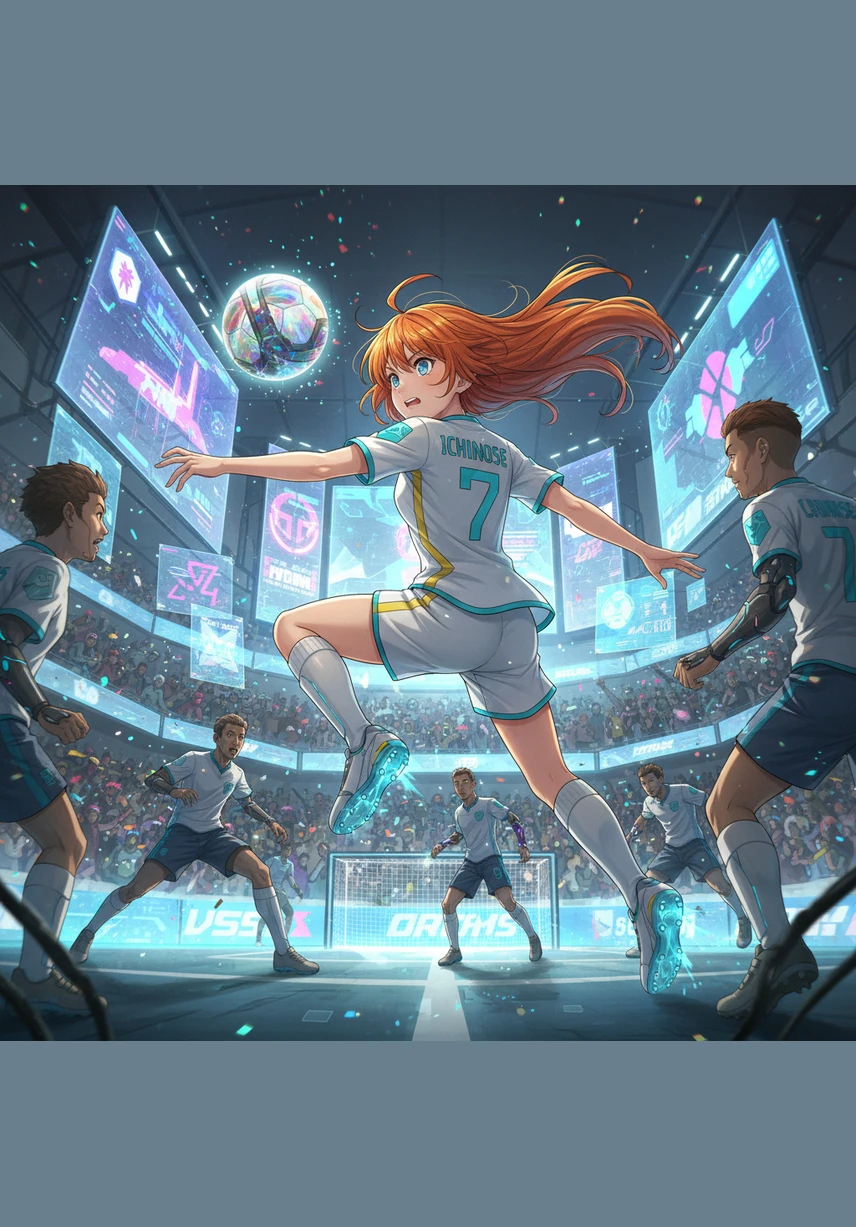 During a soccer match, Haru’s elite training takes over as he performs a breathtaking mid-air trap. He realizes his mistake instantly and tries to trip over his own feet, shouting that the wind was responsible for his sudden display of professional-level grace.