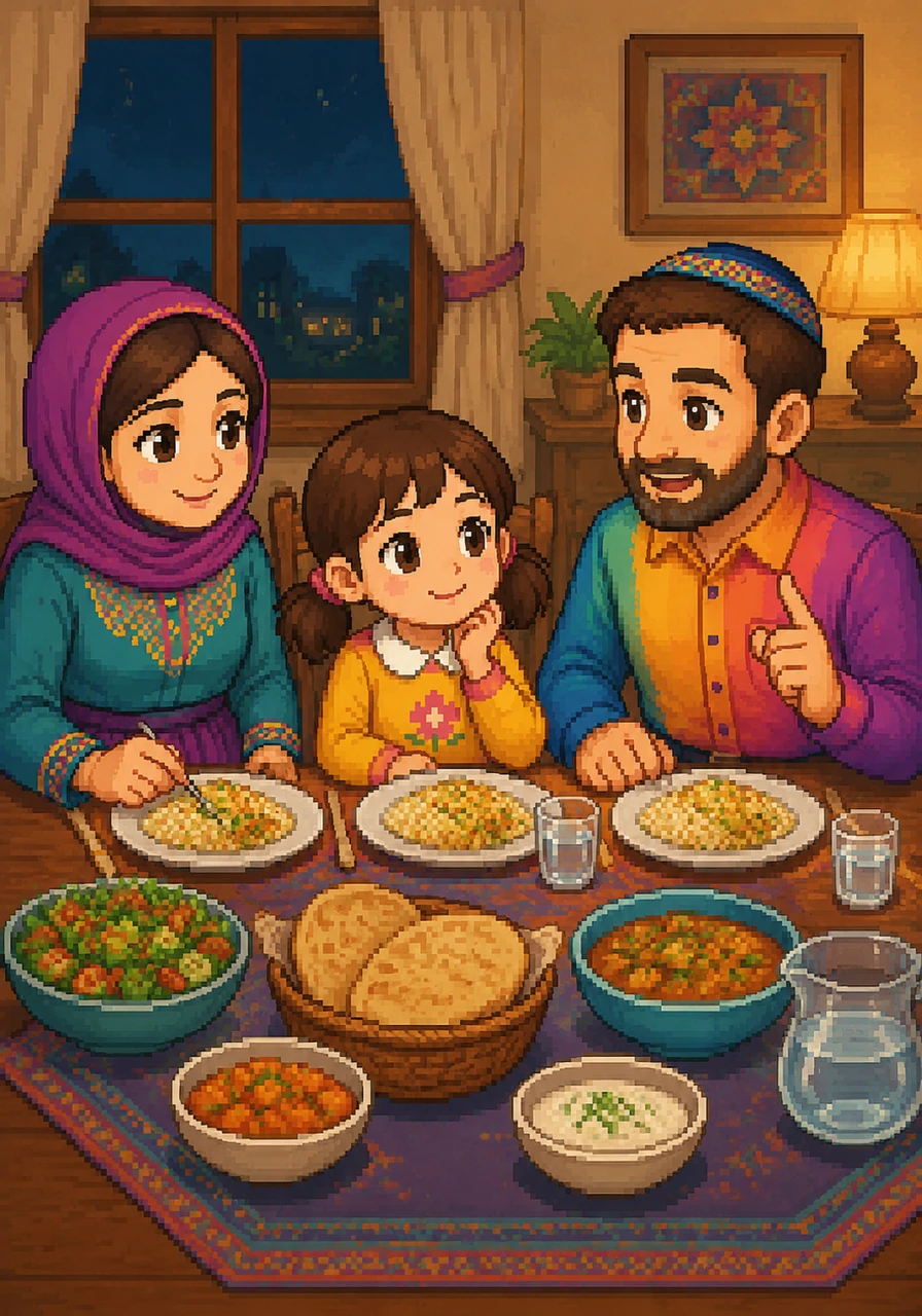 The family sits together at the dinner table for a warm meal, and Tatty explains how staying busy with good work helps people stay on the right path. Miri listens thoughtfully, realizing how her actions help her grow into a better person.