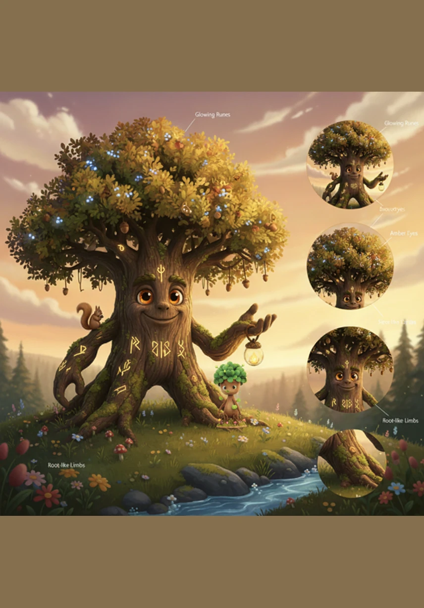 Oliver spread his massive branches like a great umbrella, shielding Sammy from the harshest gusts and the heaviest raindrops. The old tree whispered through the wind, telling Sammy to hold tight and breathe with the rhythm of the earth.